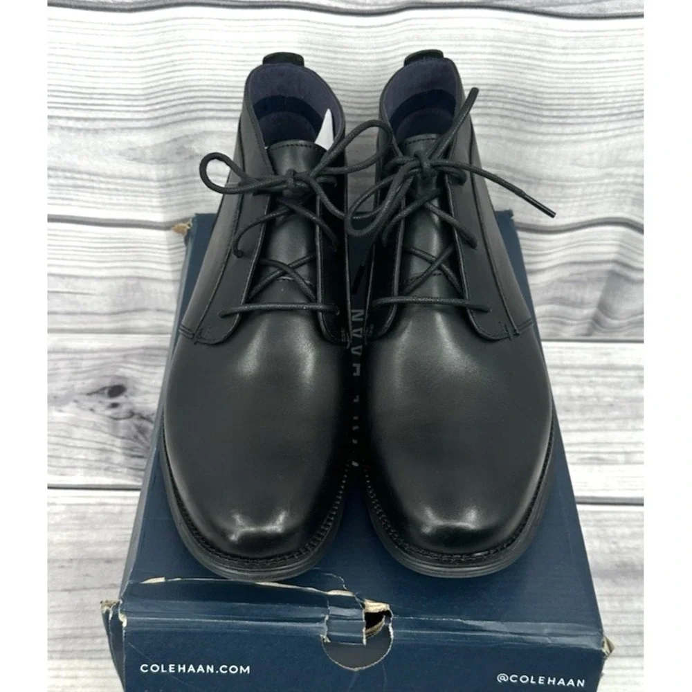 COLE HAAN ORIGINALGRAND CHUKKA  BOOTS  Men's‎ Size 11.5 M  BLACK LEATHER